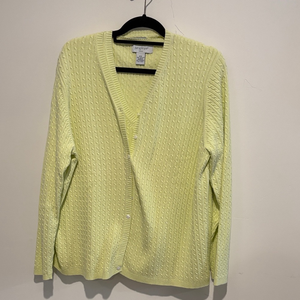 Paraphrase Lemon Yellow Cardigan Sweater Set